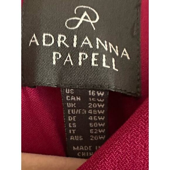 ADRIANNA PAPELL Raspberry Pink Cascading Front Ruffle Sleeveless Dress - Sz 16W - Picture 3 of 4